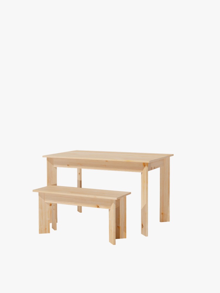 Conjunto de mesa de comedor 120X80 con bancos de 90X35 de madera BATU | LUFE