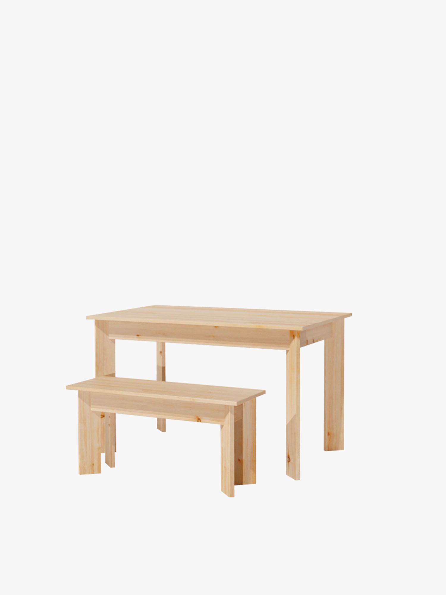 Conjunto de mesa de comedor 120X80 con bancos de 90X35 de madera BATU | LUFE