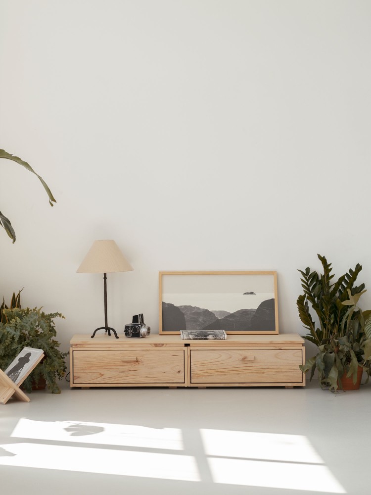 Mueble TV de madera natural 157x32 LIBE | LUFE 2