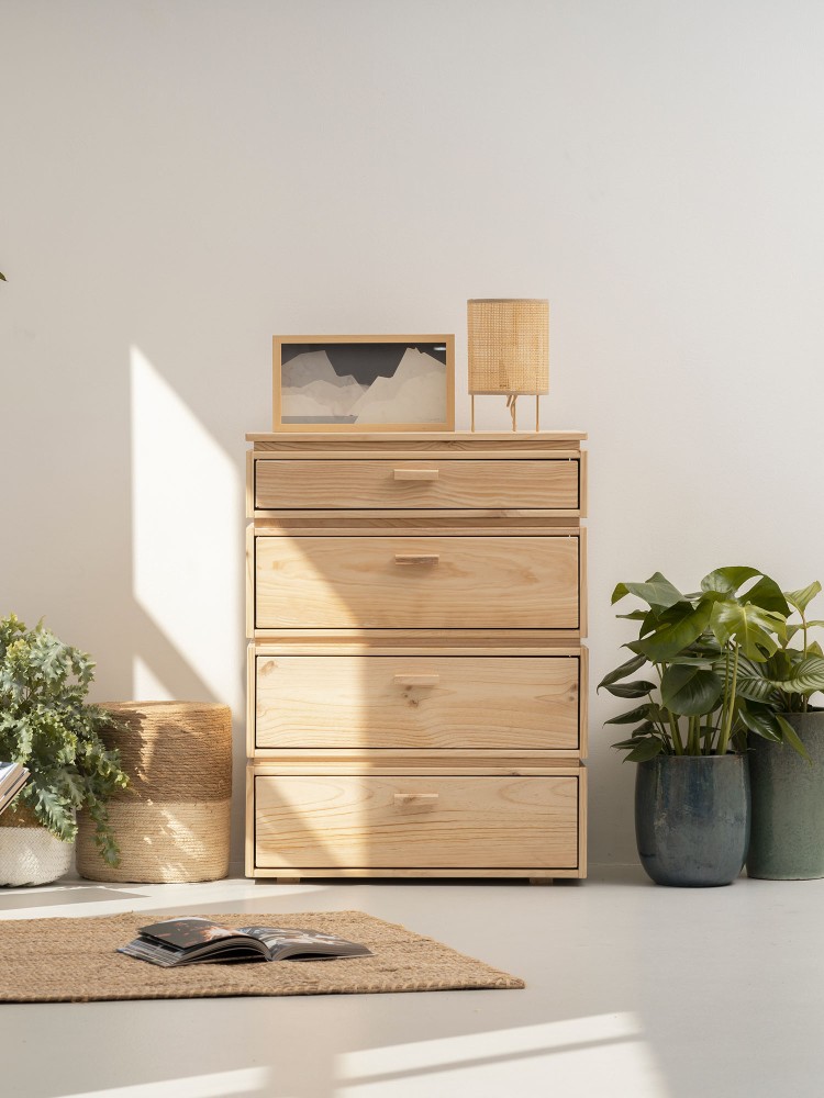 Cómoda de madera con 4 cajones 78x105 LIBE | LUFE 2