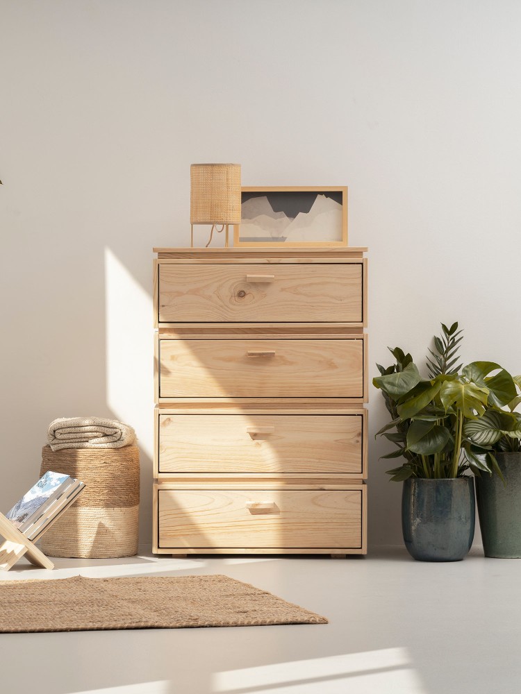 Cómoda de madera con 4 cajones 78x115 LIBE | LUFE 2
