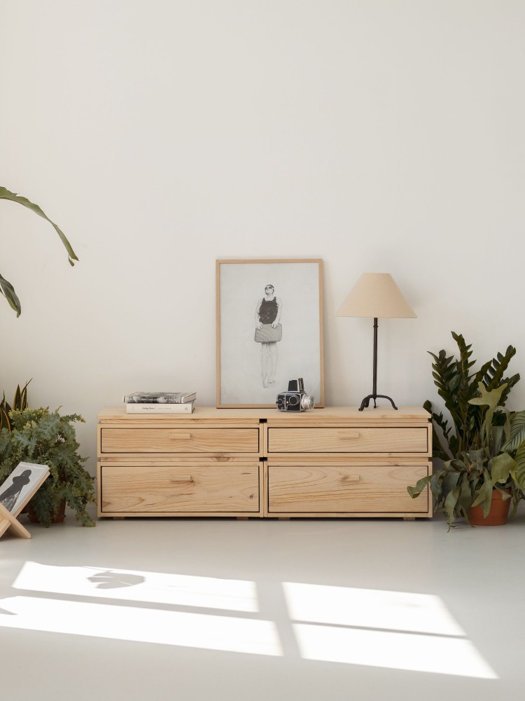 Cómoda doble de madera con 4 cajones 157x49 LIBE | LUFE 2