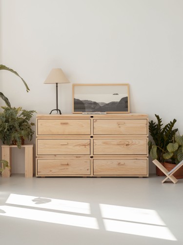 Cómoda doble de madera con 6 cajones 157x87 LIBE | LUFE