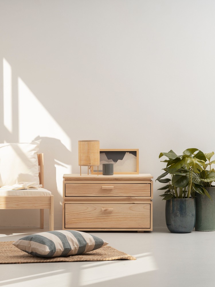 Mesita de noche de madera 2 cajones 78x49 LIBE | LUFE 2