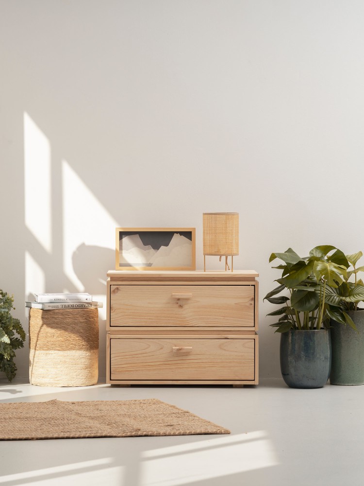 Mesita de noche de madera 2 cajones 78x59 LIBE | LUFE 2