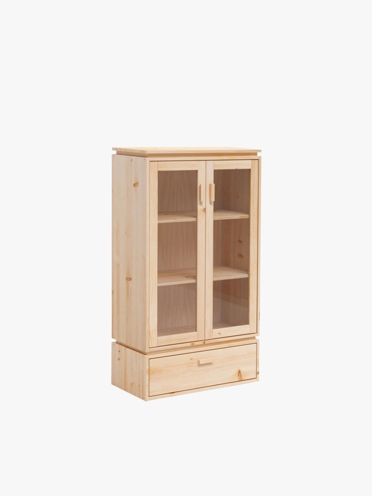 Vitrina expositora de cristal y madera con cajón 78x143 LIBE | LUFE
