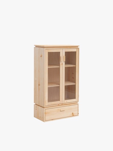 Vitrina expositora de cristal y madera con cajón 78x143 LIBE | LUFE