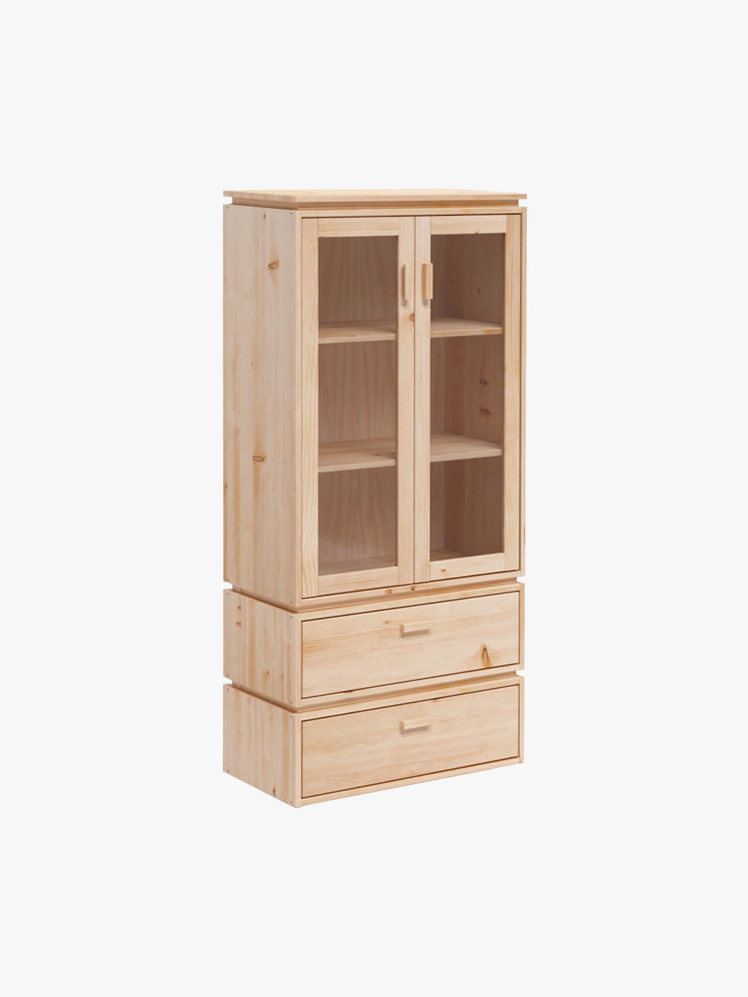 Vitrina expositora de cristal y madera con 2 cajones 78x171 LIBE | LUFE