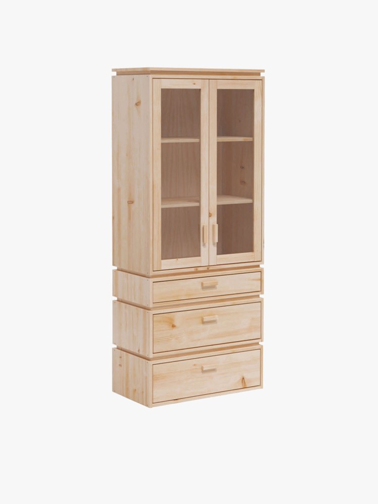 Vitrina expositora de cristal y madera con 3 cajones 78x188 LIBE | LUFE
