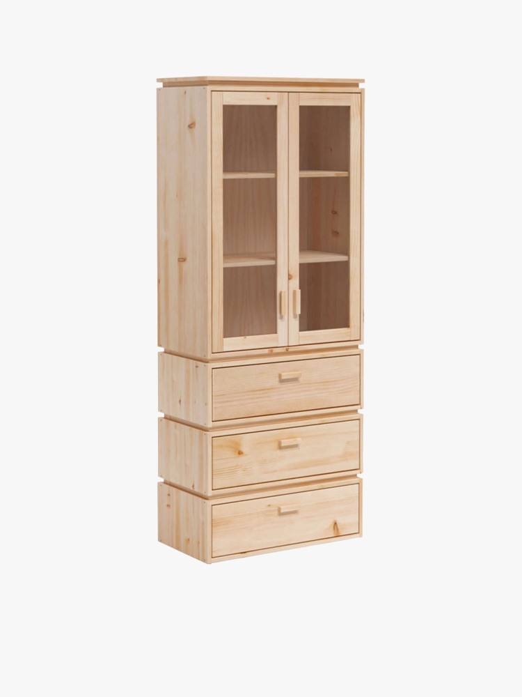Vitrina expositora de cristal y madera con 3 cajones 78x198 LIBE | LUFE