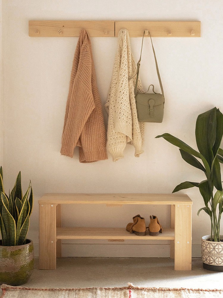 LAUKI banco zapatero de madera natural | LUFE 2