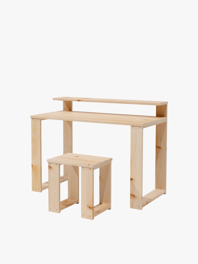 Conjunto mesa escritorio de madera 120 cm con silla | LUFE