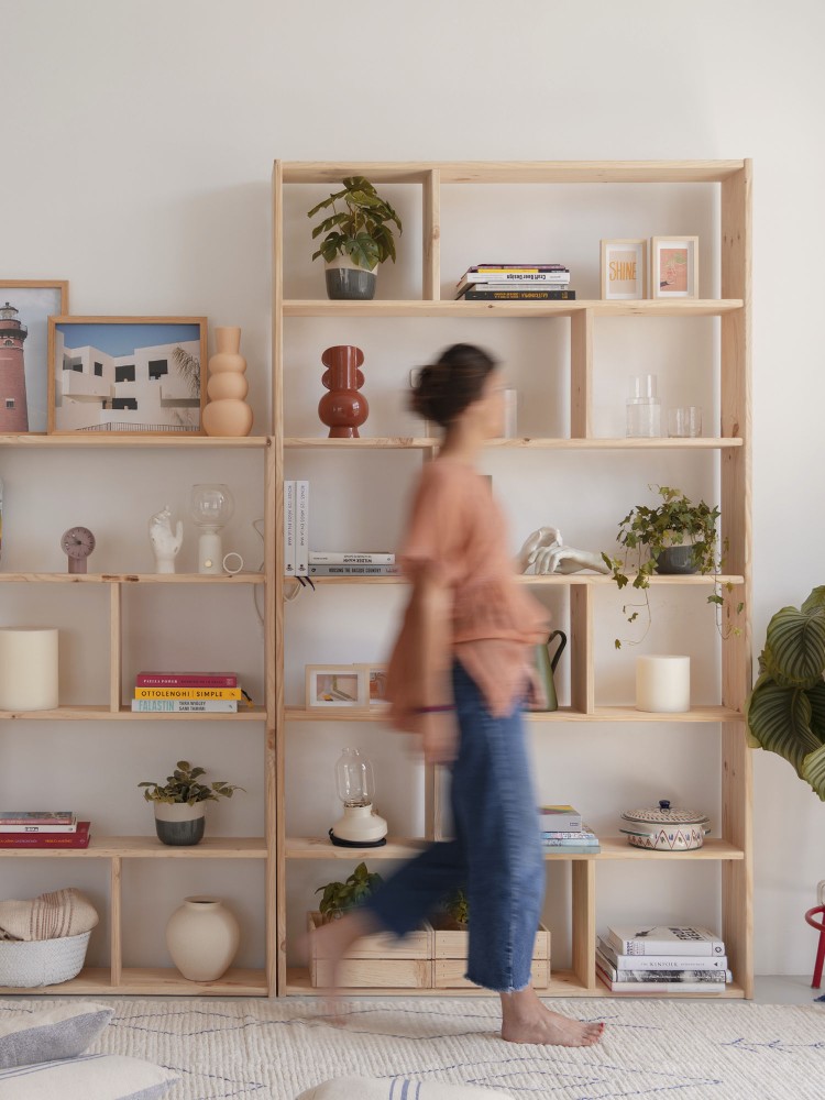 Estantería asimétrica 7 baldas de madera | LUFE 2
