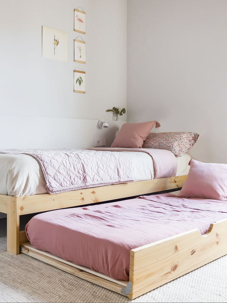Arrastre nido 90 cm en madera para cama individual | LUFE 2
