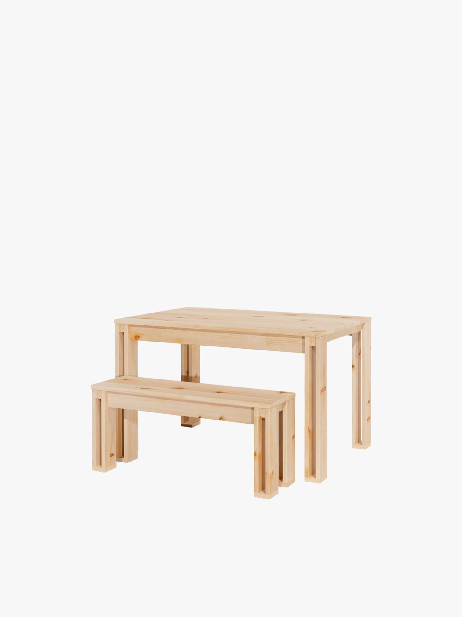 Mesa de comendor de madera con bancos 120 cm | LUFE