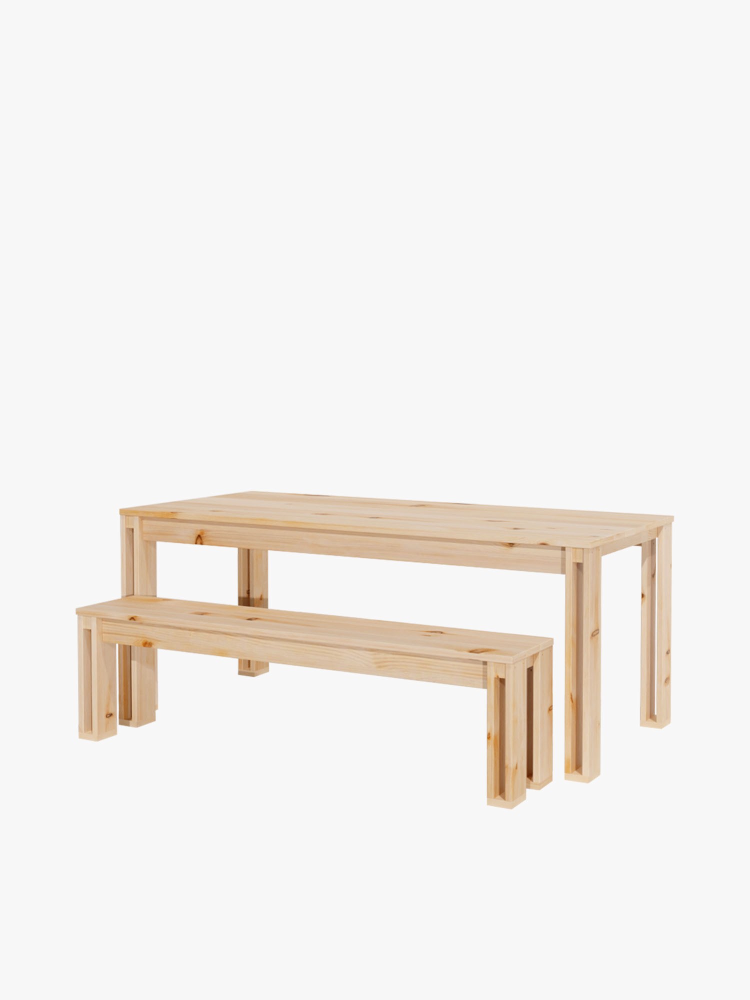 Mesa de comendor de madera con bancos 180 cm | LUFE