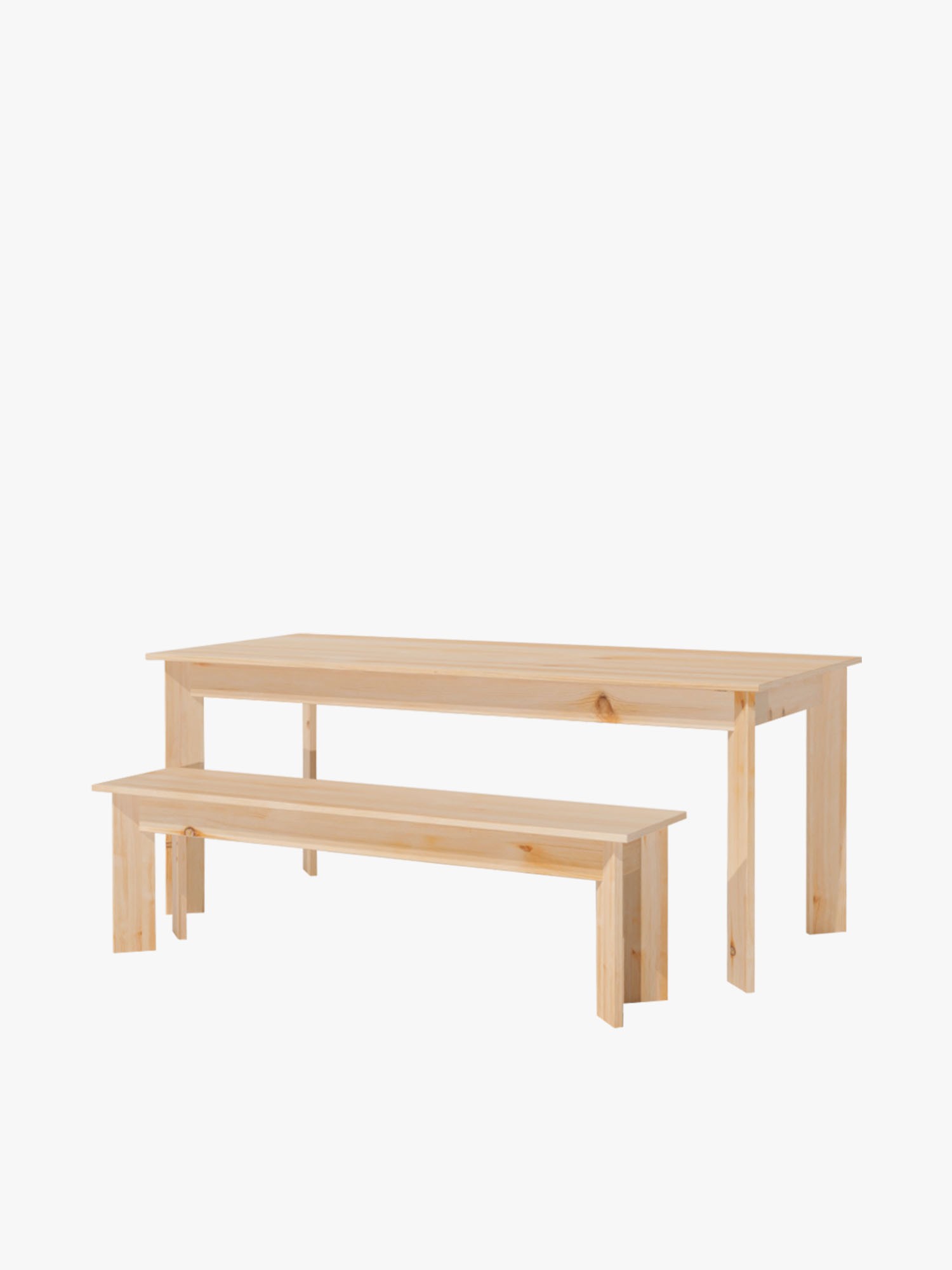 Conjunto de mesa de comedor 180X80 con bancos de 150X35 de madera BATU | LUFE