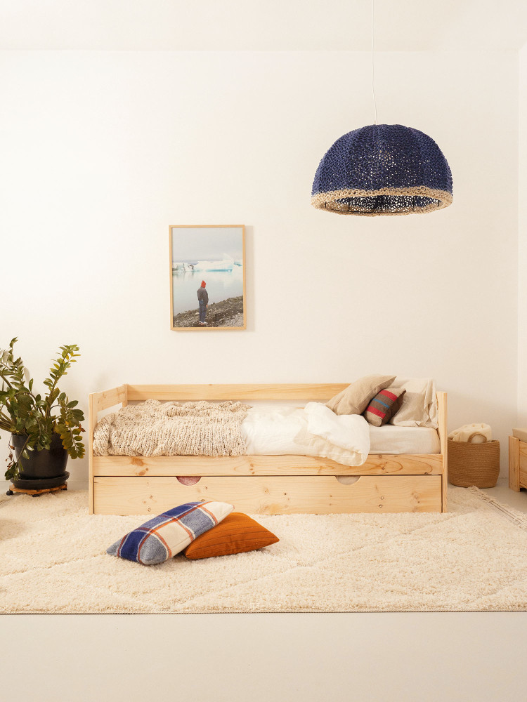 Diván individual de 90 cm de madera con cama nido | LUFE 2