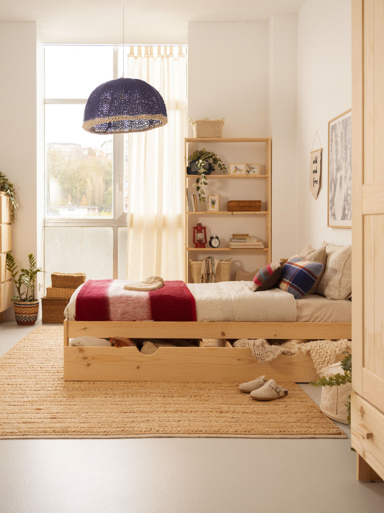 Cama BASO individual de madera con cajón de 80 cm | LUFE 2