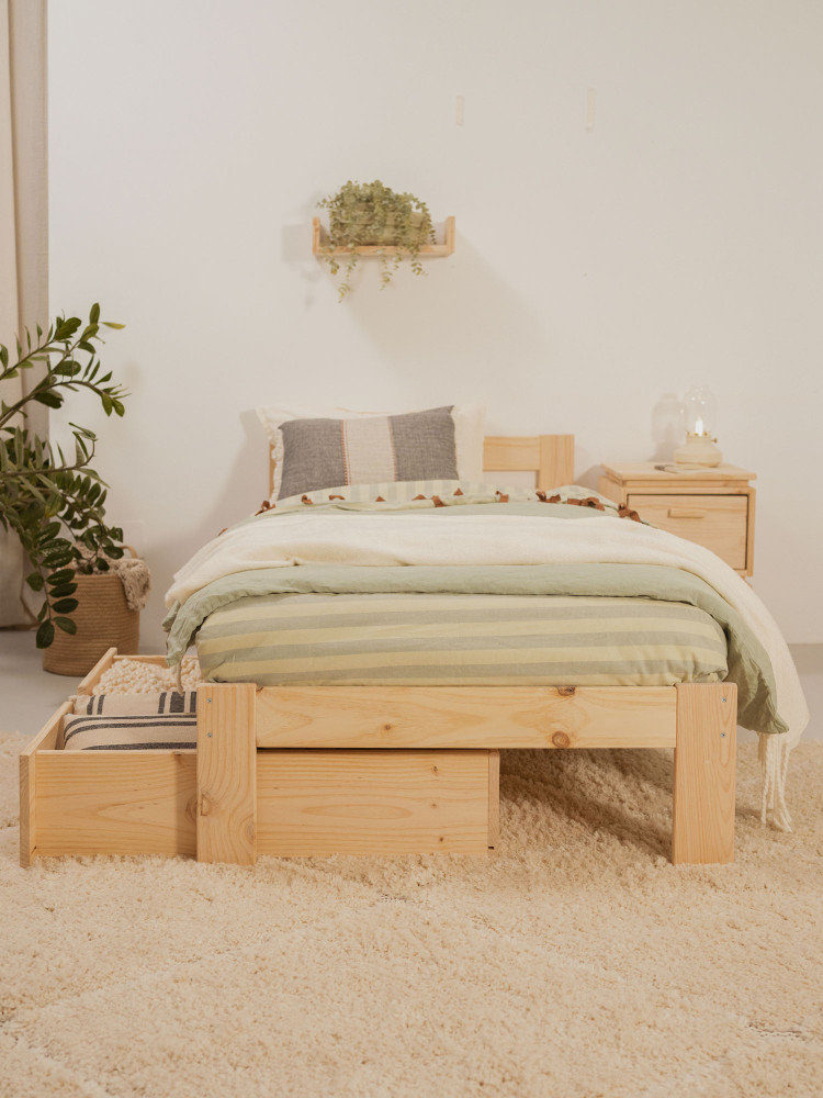 Cama LORE individual de 90 cm con cajones | LUFE 2