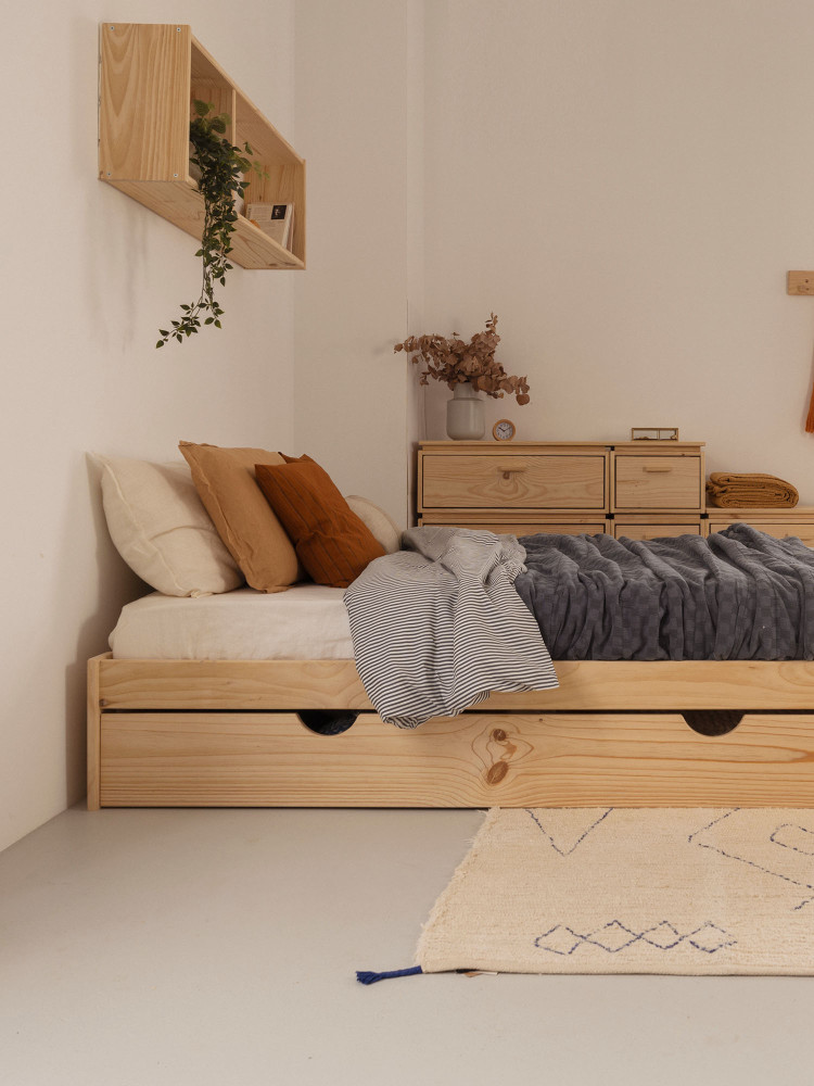 Cama doble BASO 160 cm con cajón | LUFE 2