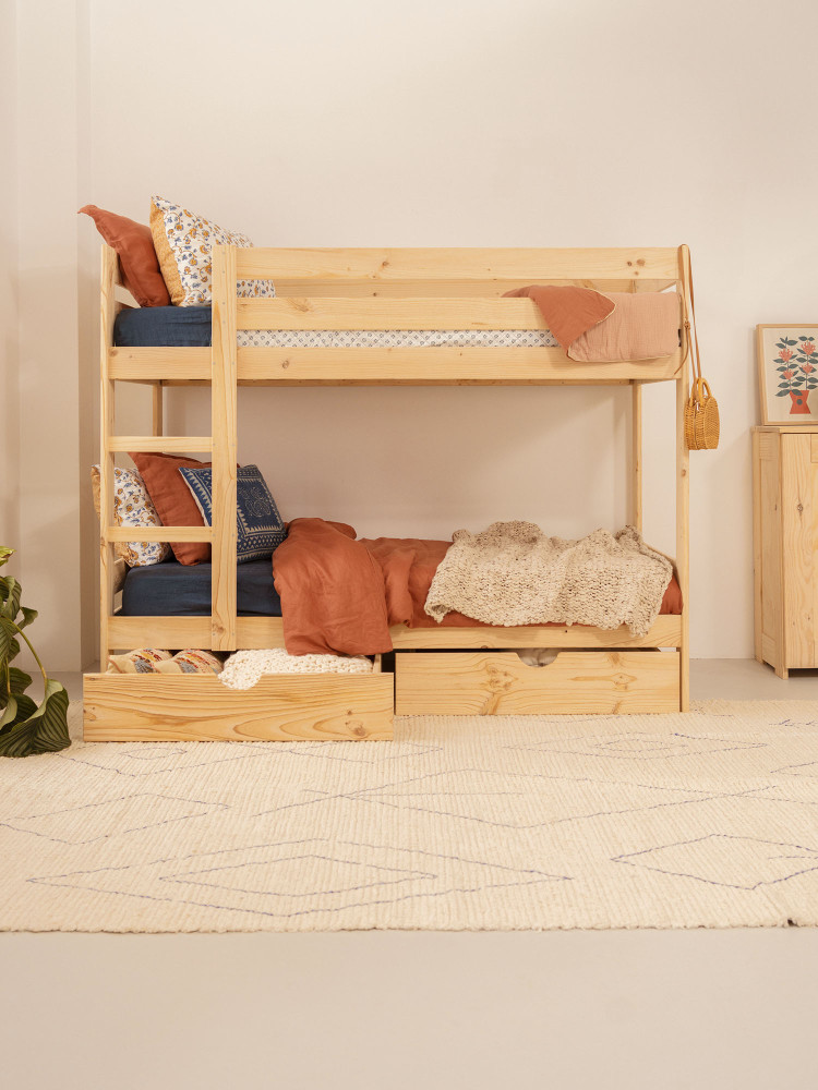 Litera infantil de madera de 90 cm con cajones | LUFE 2