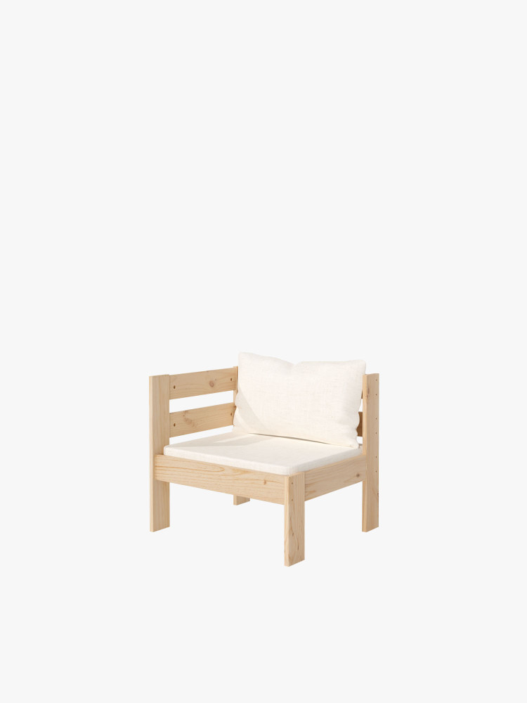 Sillón modular de madera con brazo derecho | LUFE