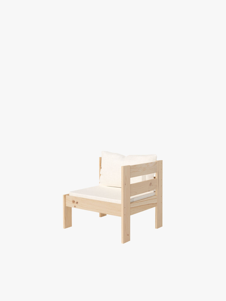 Sillón modular de madera con brazo izquierdo | LUFE