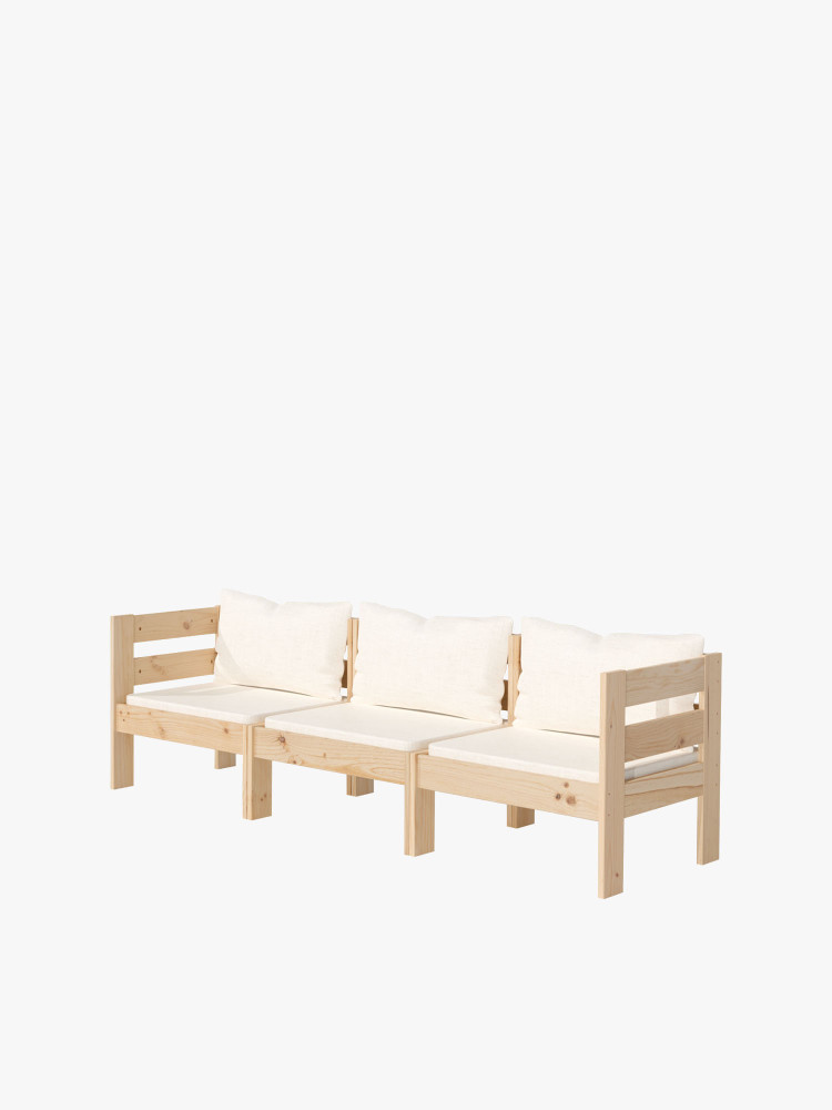 Conjunto sofá modular triple de madera | LUFE
