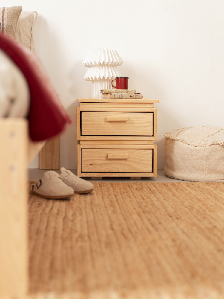 Mesita de noche de madera con 2 cajones 39x39 LIBE | LUFE 2