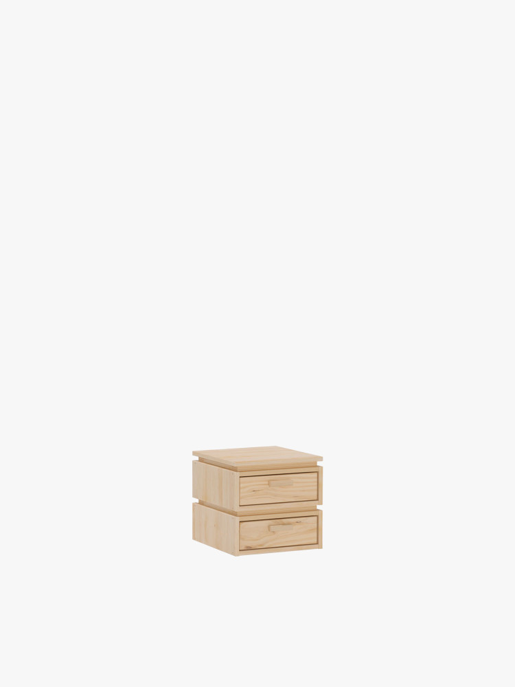 Mesita de noche de madera con 2 cajones 39x39 LIBE | LUFE
