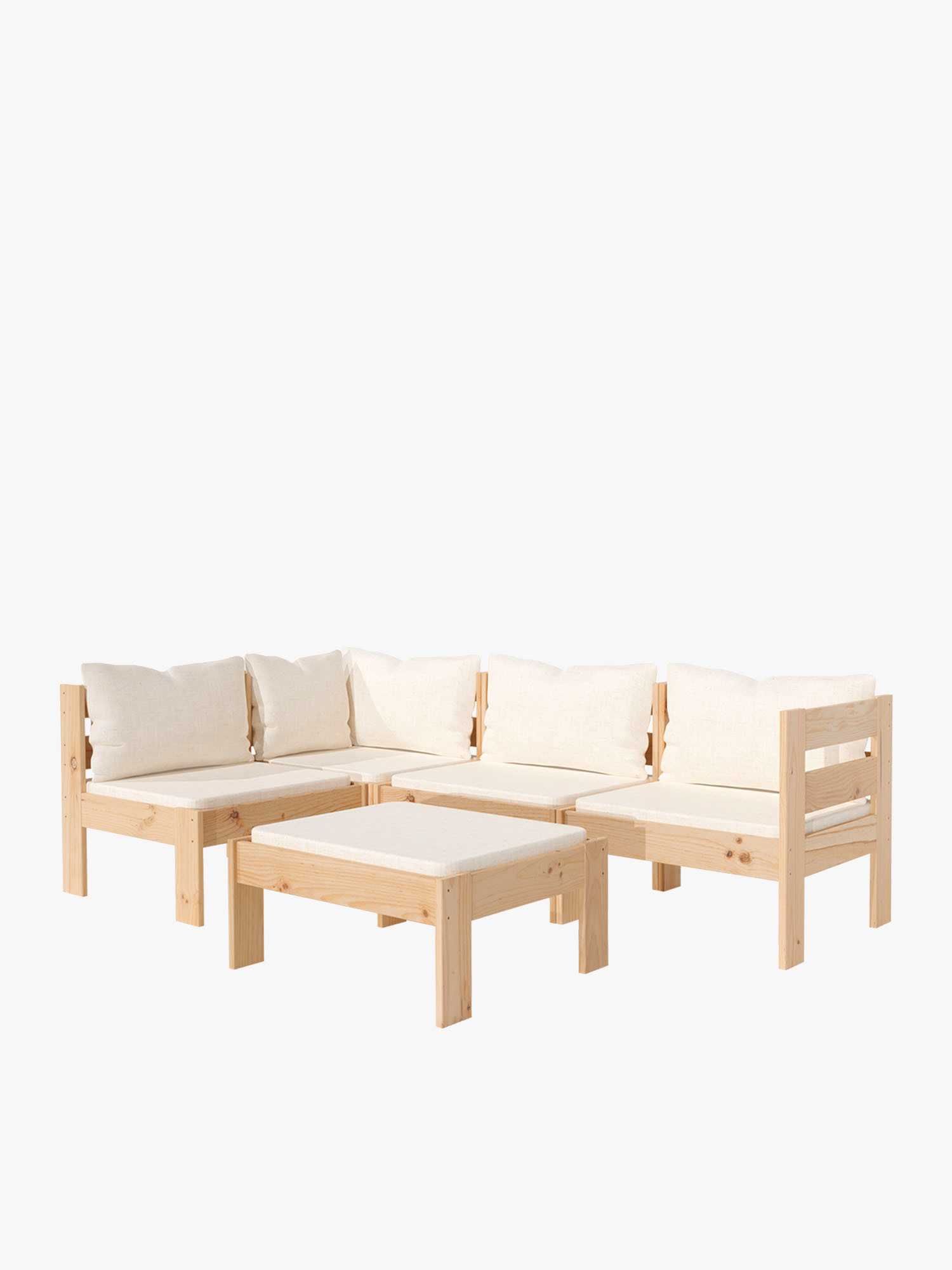 Conjunto sofá modular de madera natural | LUFE
