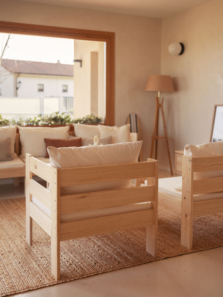 Sillón modular de madera con brazo izquierdo | LUFE 2