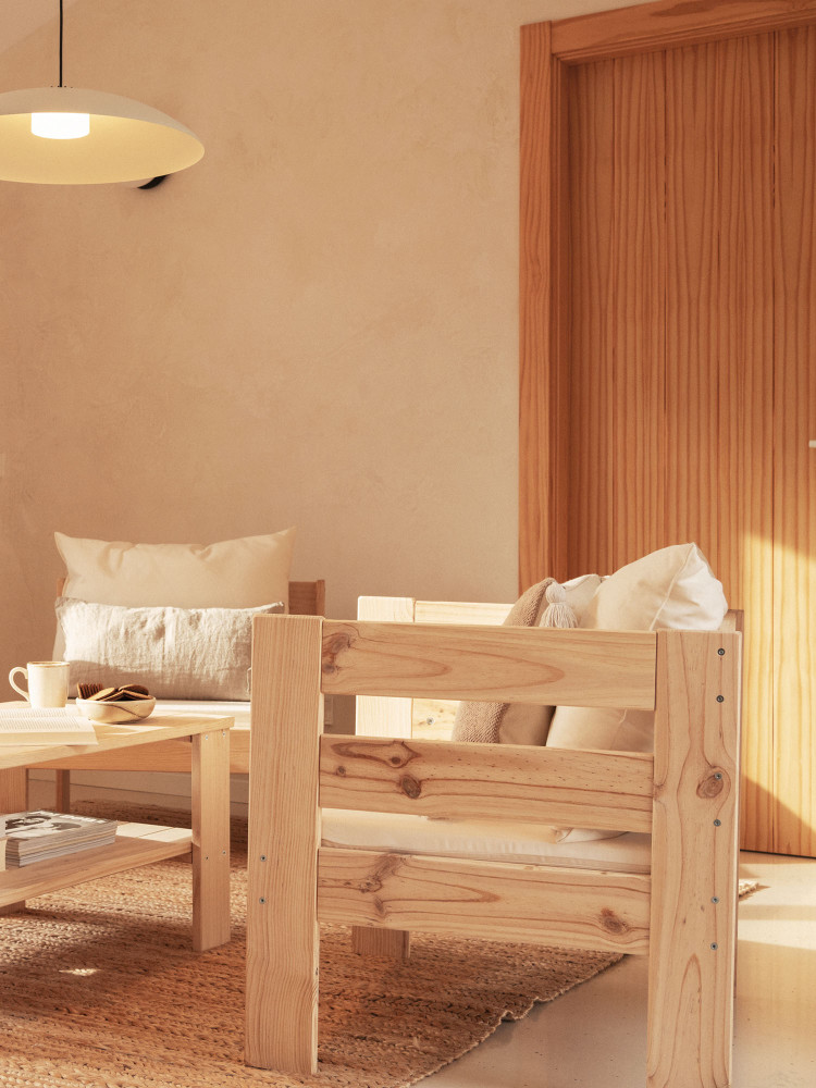 Sillón modular de mader con 2 brazos | LUFE 2