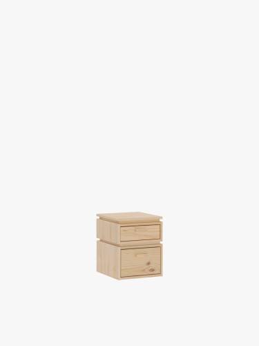 Mesita de noche de madera con 2 cajones 39x49 LIBE | LUFE