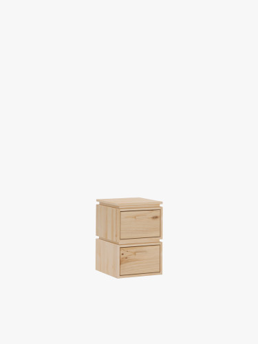 Mesita de noche de madera con 2 cajones 39x59 LIBE | LUFE