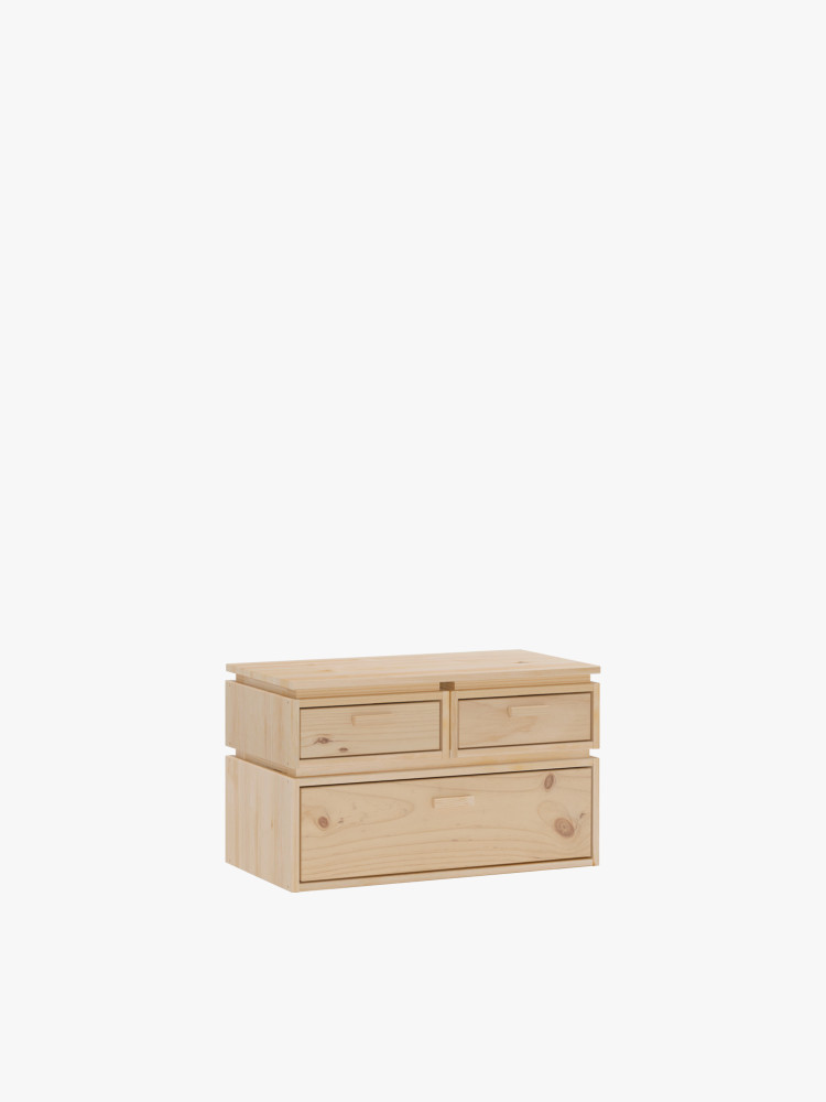 Mesita de noche de madera con 3 cajones 78x49 LIBE | LUFE