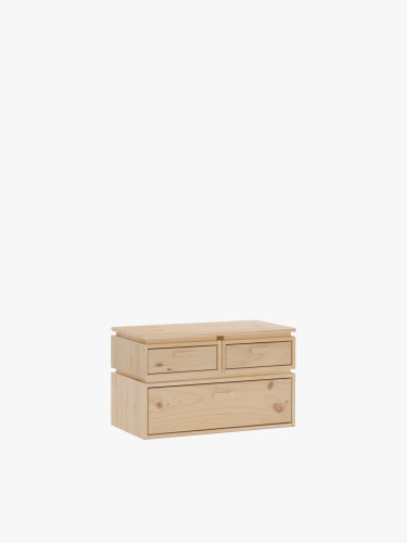 Mesita de noche de madera con 3 cajones 78x49 LIBE | LUFE