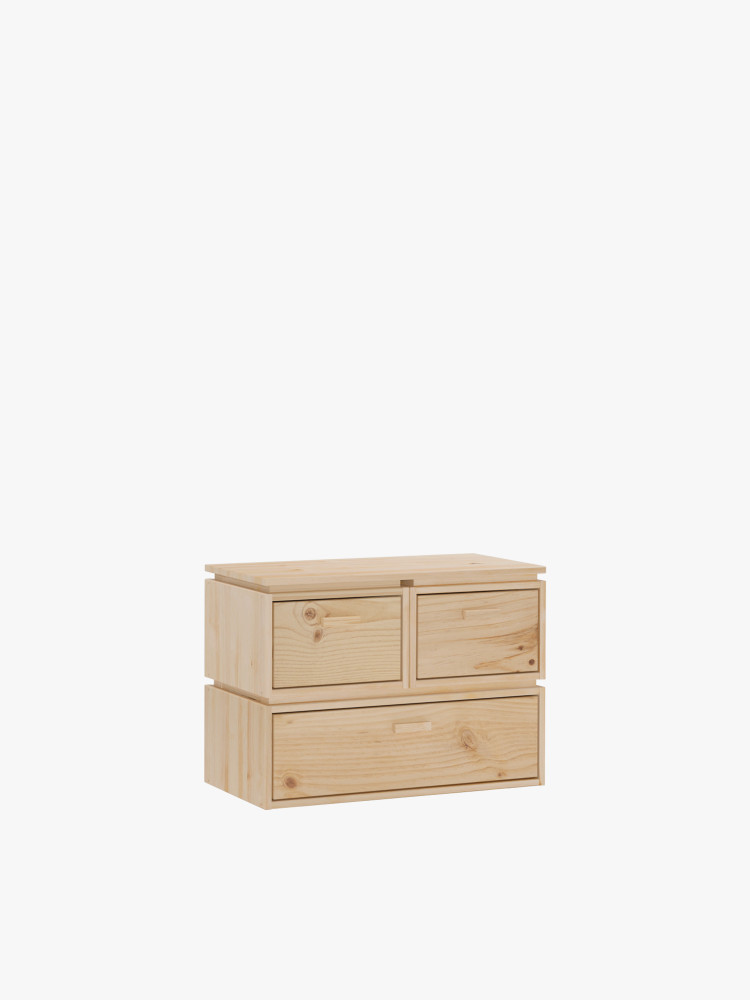 Mesita de noche de madera con 3 cajones 78x59 LIBE | LUFE