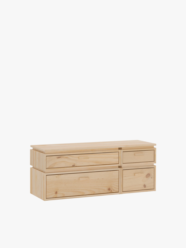 Cómoda doble de madera con 4 cajones 117x49 LIBE | LUFE