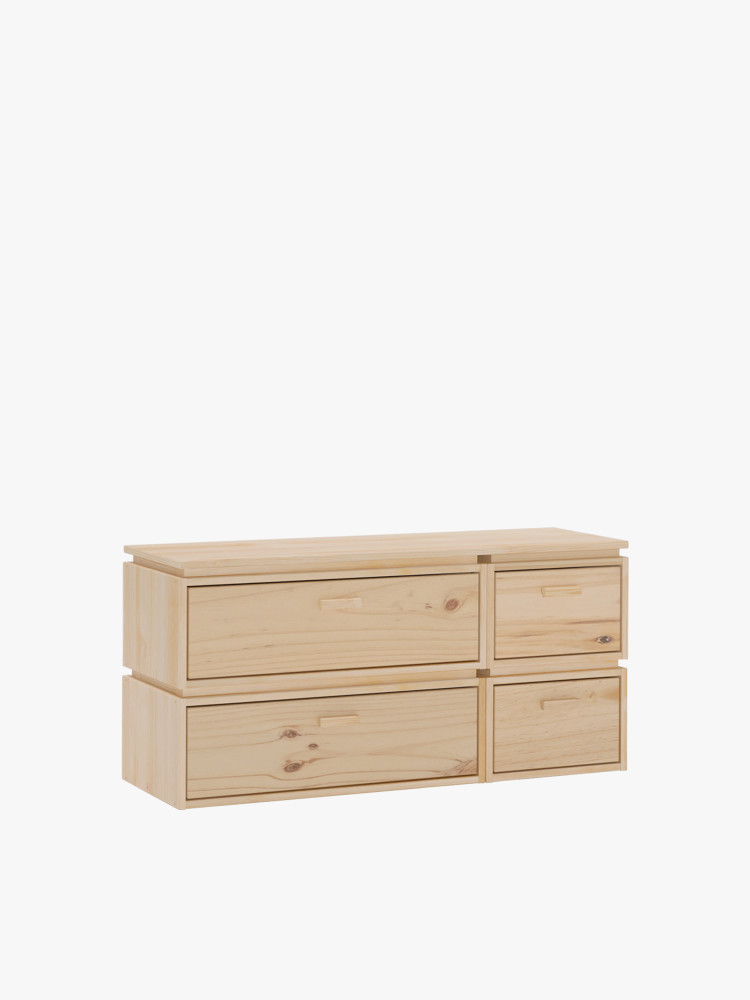 Cómoda doble de madera con 4 cajones 117x59 LIBE | LUFE