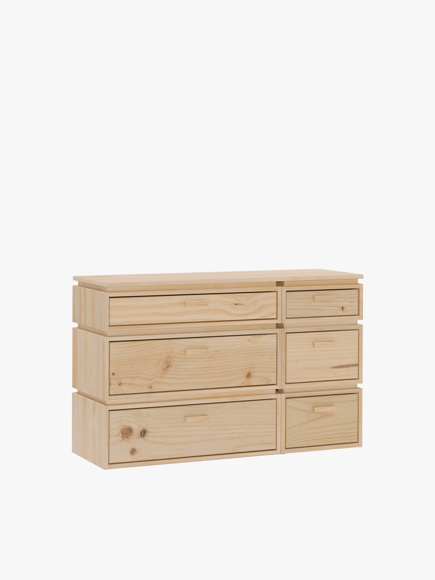 Cómoda doble de madera con 6 cajones 117x77 LIBE | LUFE
