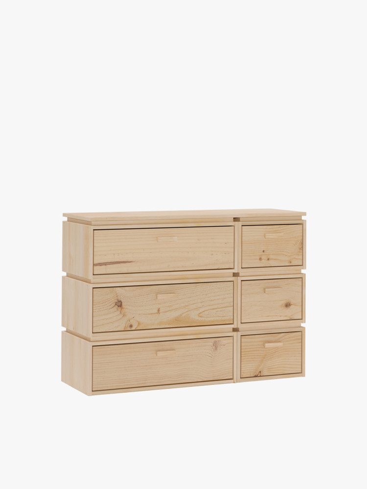 Cómoda doble de madera con 6 cajones 117x87 LIBE | LUFE