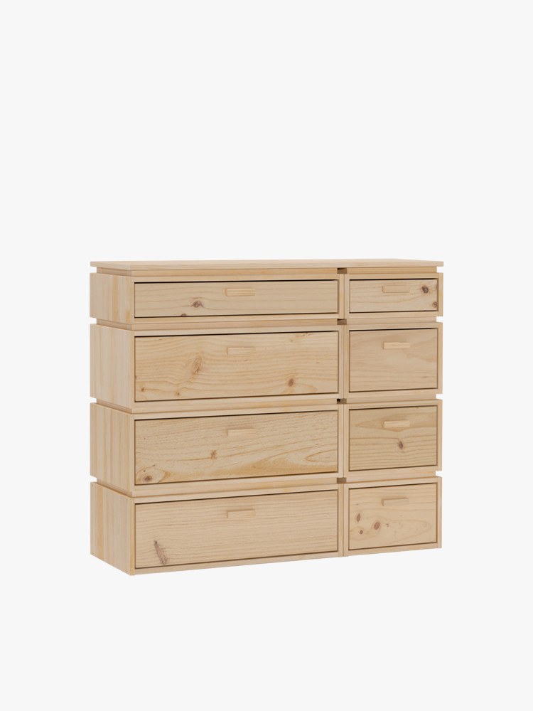 Cómoda doble de madera con 8 cajones 117x105 LIBE | LUFE