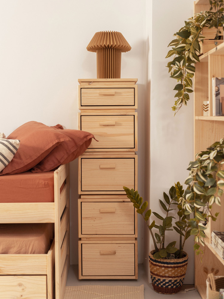 Cajonera columna de madera con 5 cajones 39x133 LIBE | LUFE 2