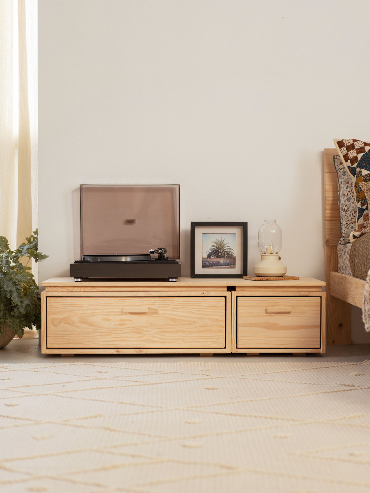 Mueble TV de madera natural 117x32 LIBE | LUFE 2