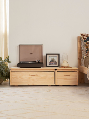 Mueble TV de madera natural 117x32 LIBE | LUFE