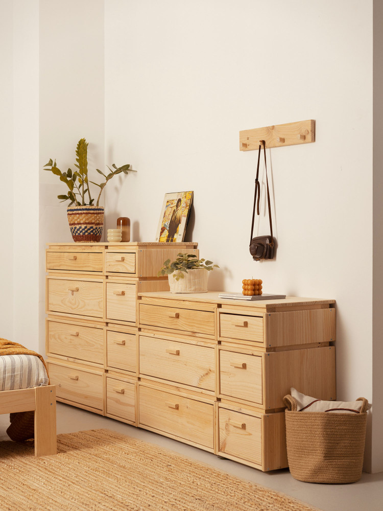 Cómoda doble de madera con 8 cajones 117x105 LIBE | LUFE 2