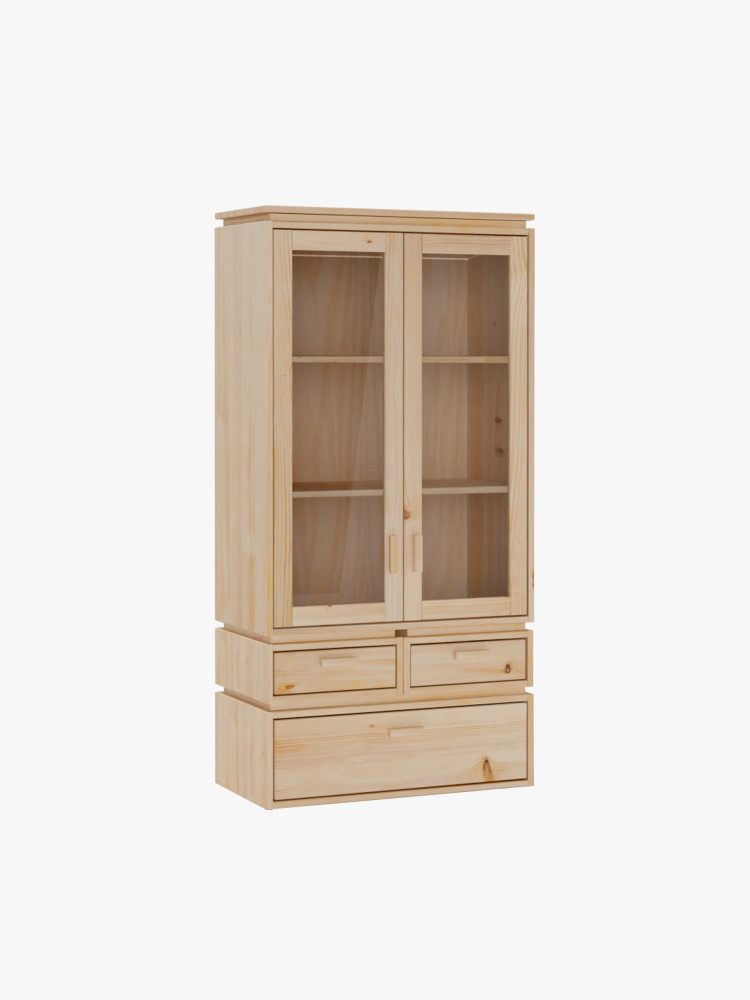 Vitrina expositora de cristal y madera con 3 cajones 78x161 LIBE | LUFE