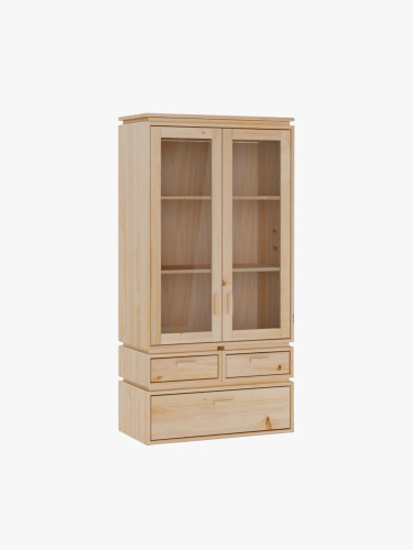Vitrina expositora de cristal y madera con 3 cajones 78x161 LIBE | LUFE